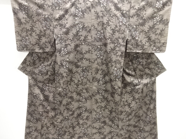 JAPANESE KIMONO / UNUSED / SILK / DORO OSHIMA TSUMUGI / WOVEN CHINESE FLOWERS